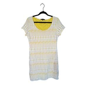 Tiana B Yellow Crochet Overlay Mini Dress – Size Large